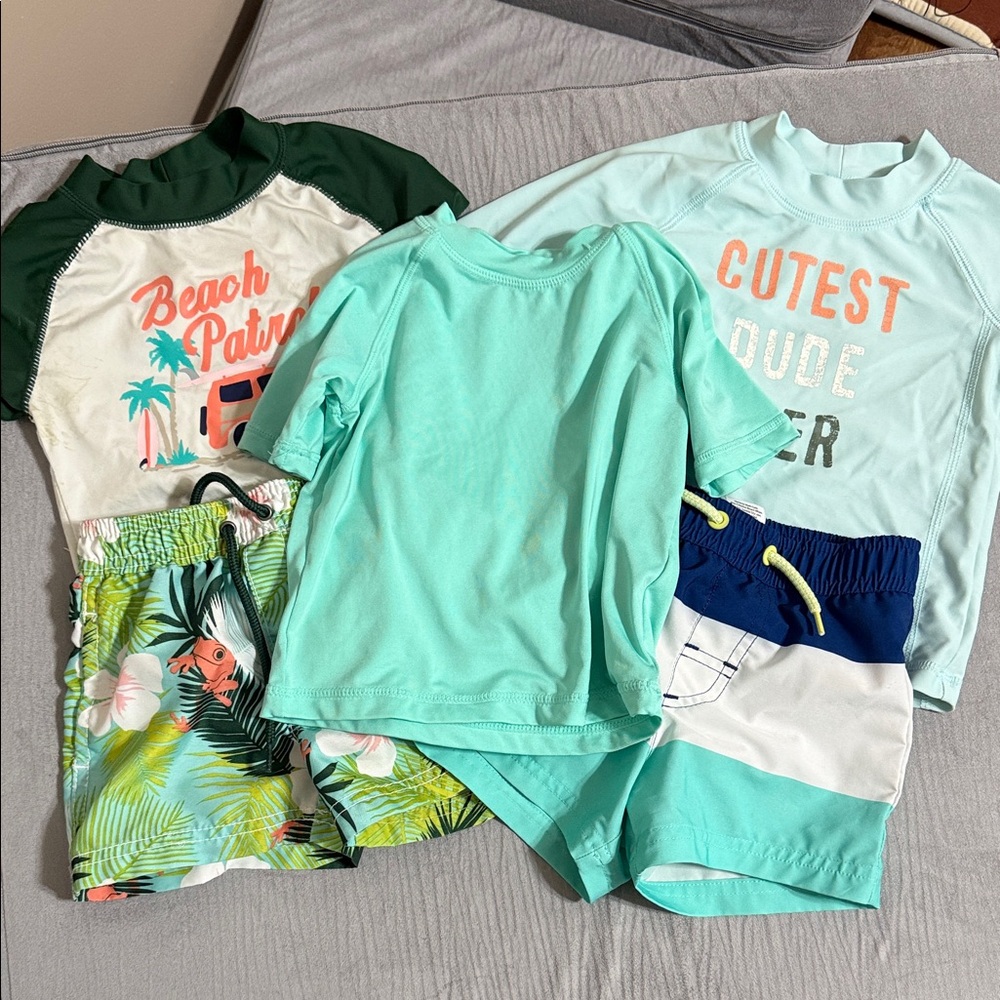 Kids Beach Pajama Set - Green and Blue